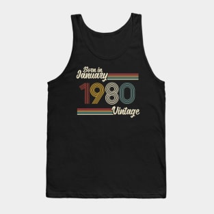 Vintage Born in January 1980 Tank Top